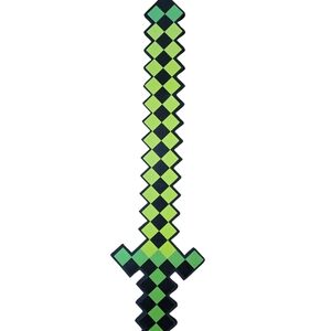 Minecraft Style Pixelated Green and Black Toy Foam Sword